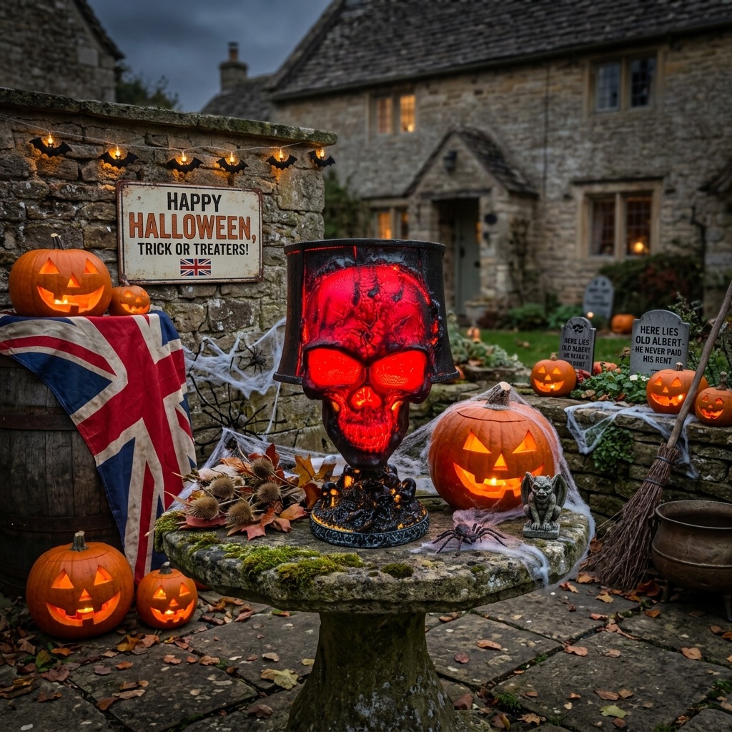 Outdoor Lighting Halloween - Outdoor Halloween Skull Decor Light, Resin‑Made