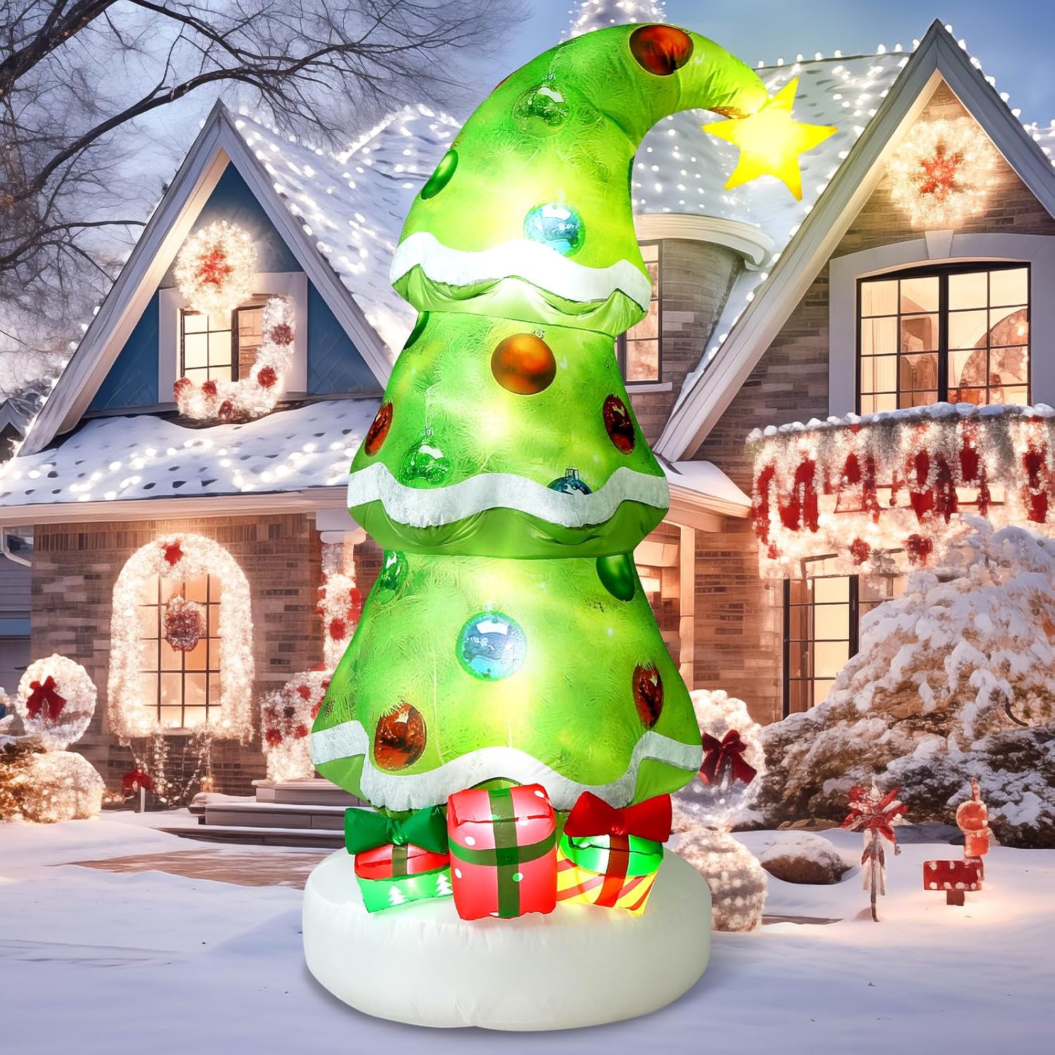Outdoor Lighting Uplight - Lime Green 6.9ft Outdoor Inflatable Christmas