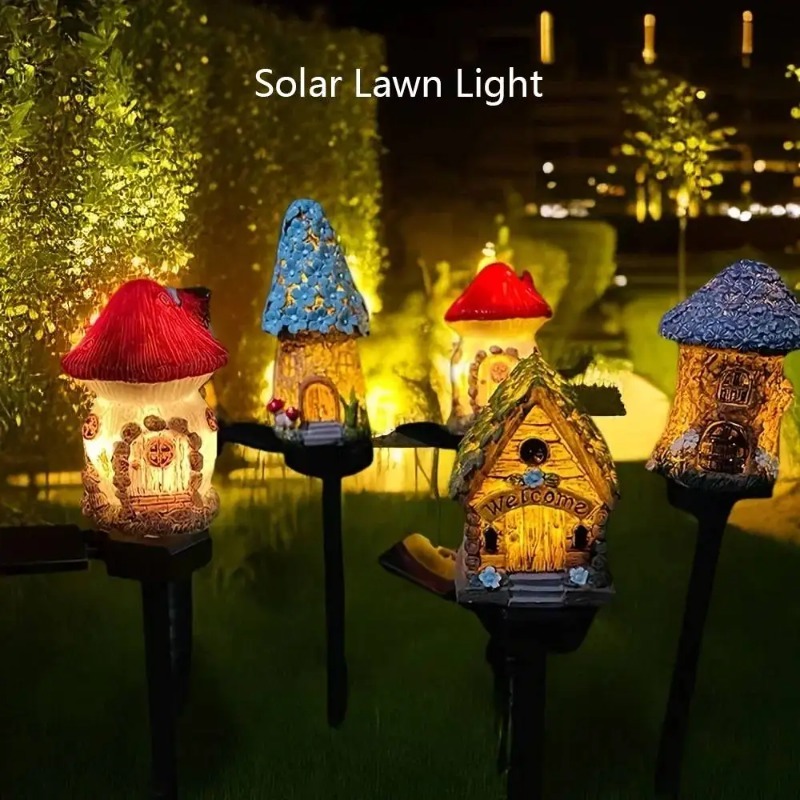 Landscape Spike Light - New Solar Resin Flower House Lights,