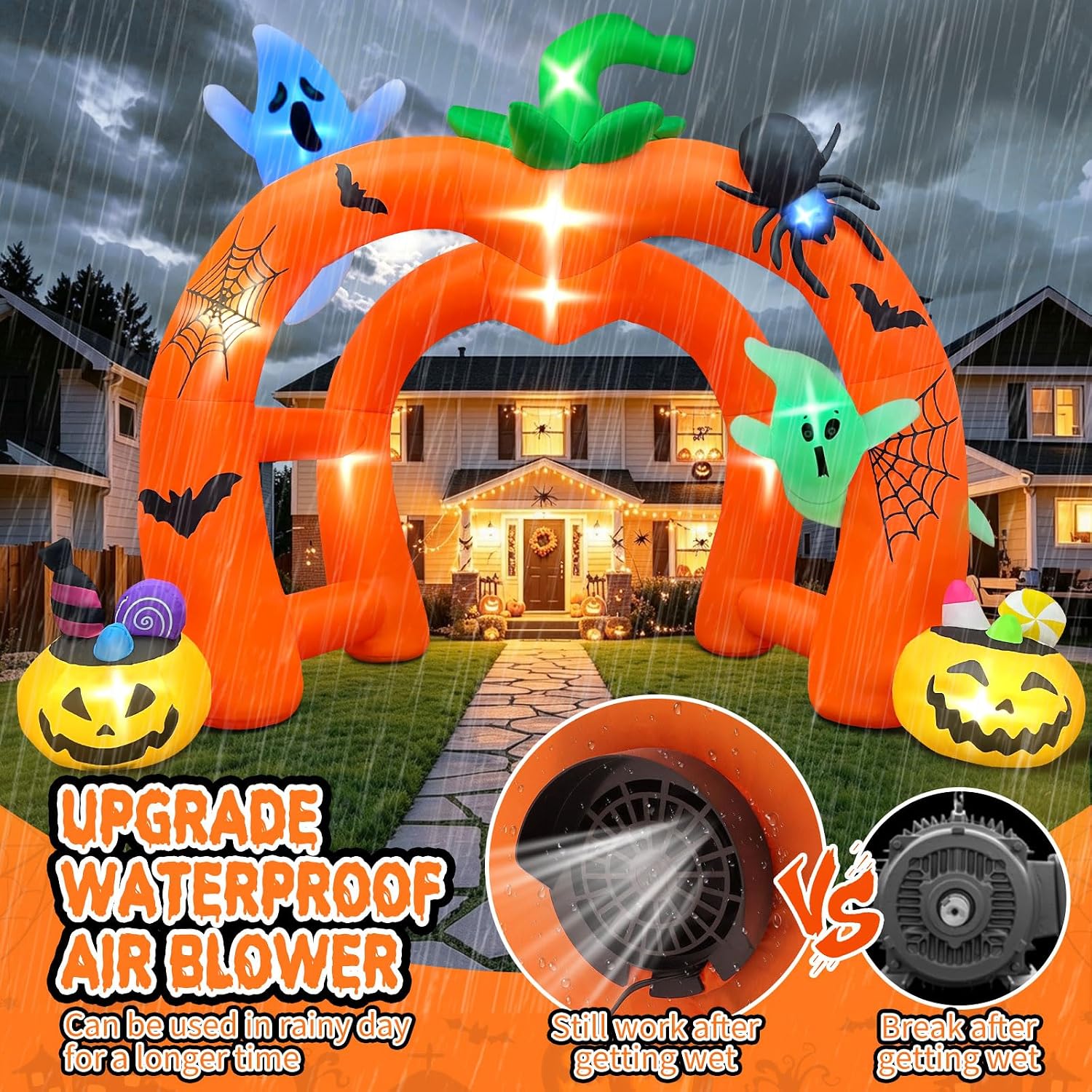 12FT Giant Pumpkin Ghost Hallo - Outdoor Lighting Halloween recension och pris