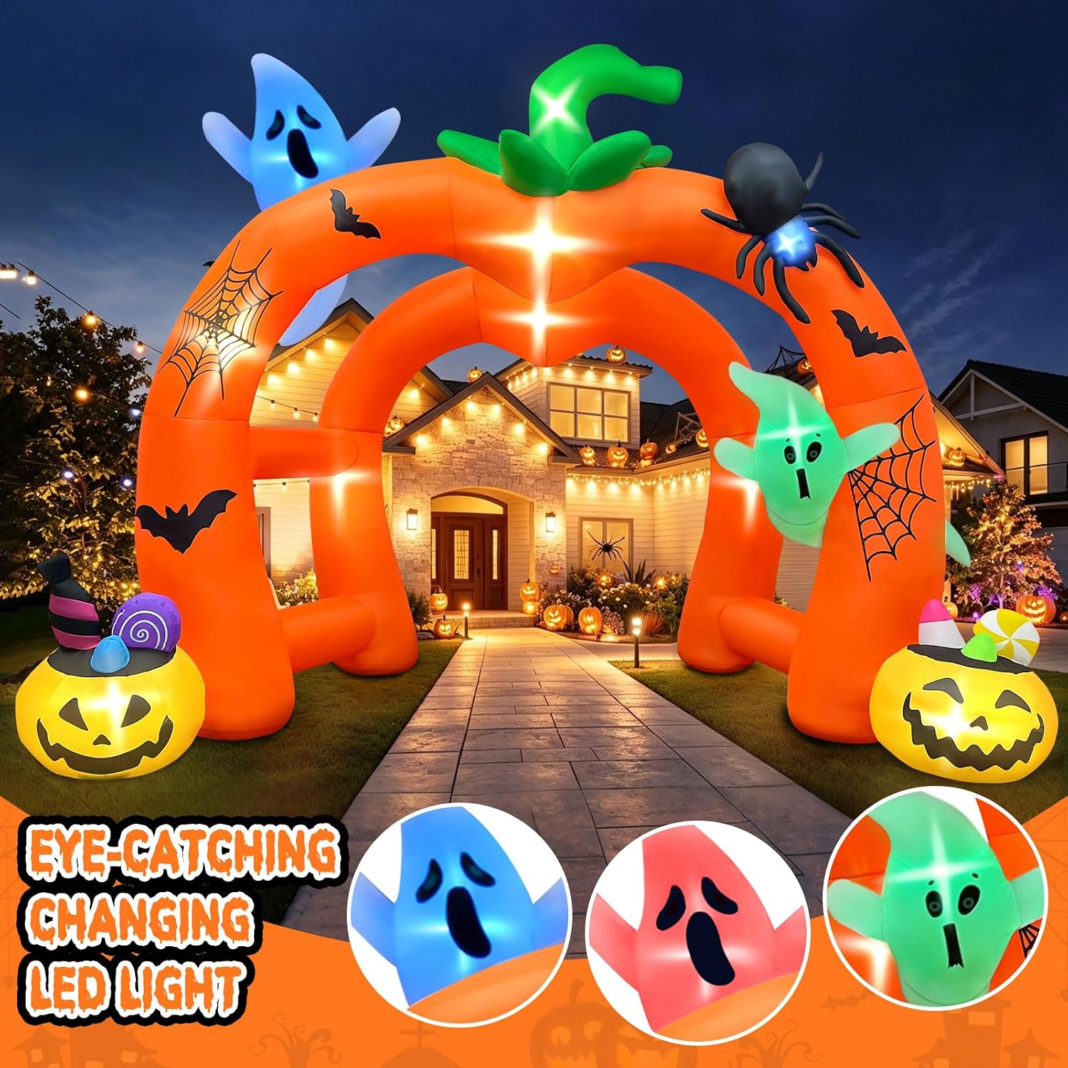 12FT Giant Pumpkin Ghost Hallo - Outdoor Lighting Halloween recension och pris