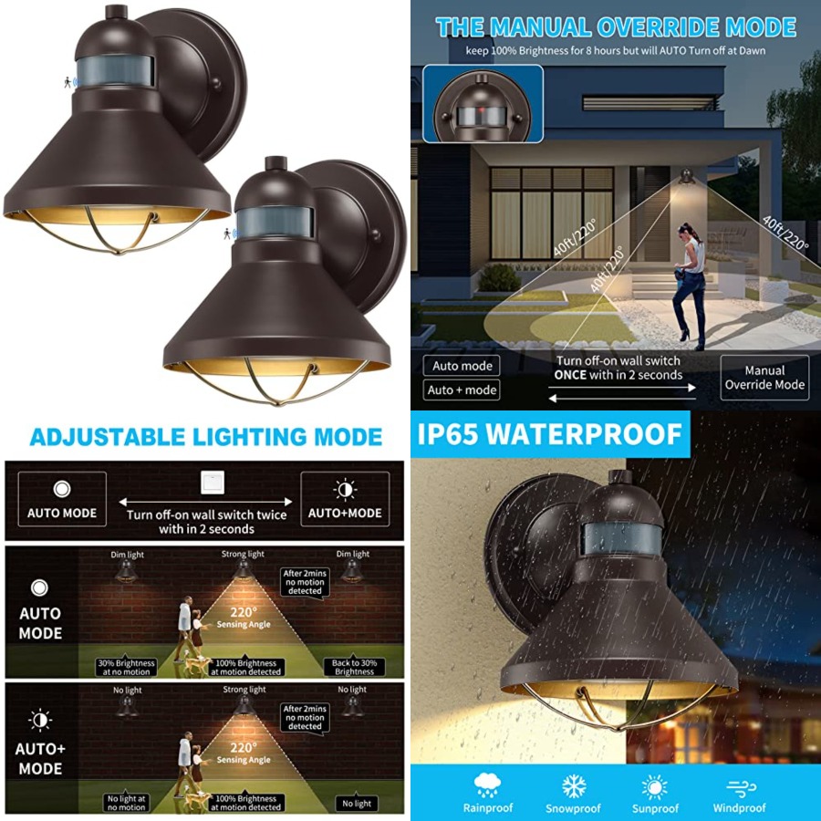 2 Pack Motion Sensor Outdoor L - Lighting Fixture Outdoor recension och pris
