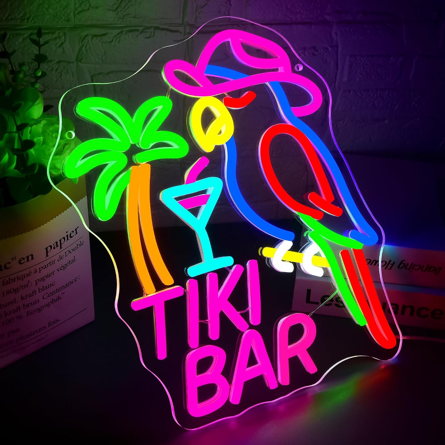 Tiki Bar Parrot Neon Sign USB  - Outdoor Lighting Restaurant recension och pris
