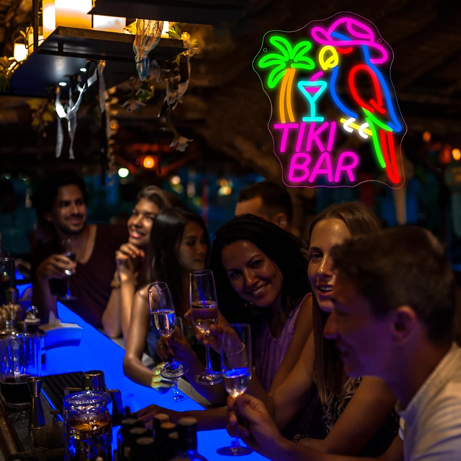 Tiki Bar Parrot Neon Sign USB  - Outdoor Lighting Restaurant recension och pris