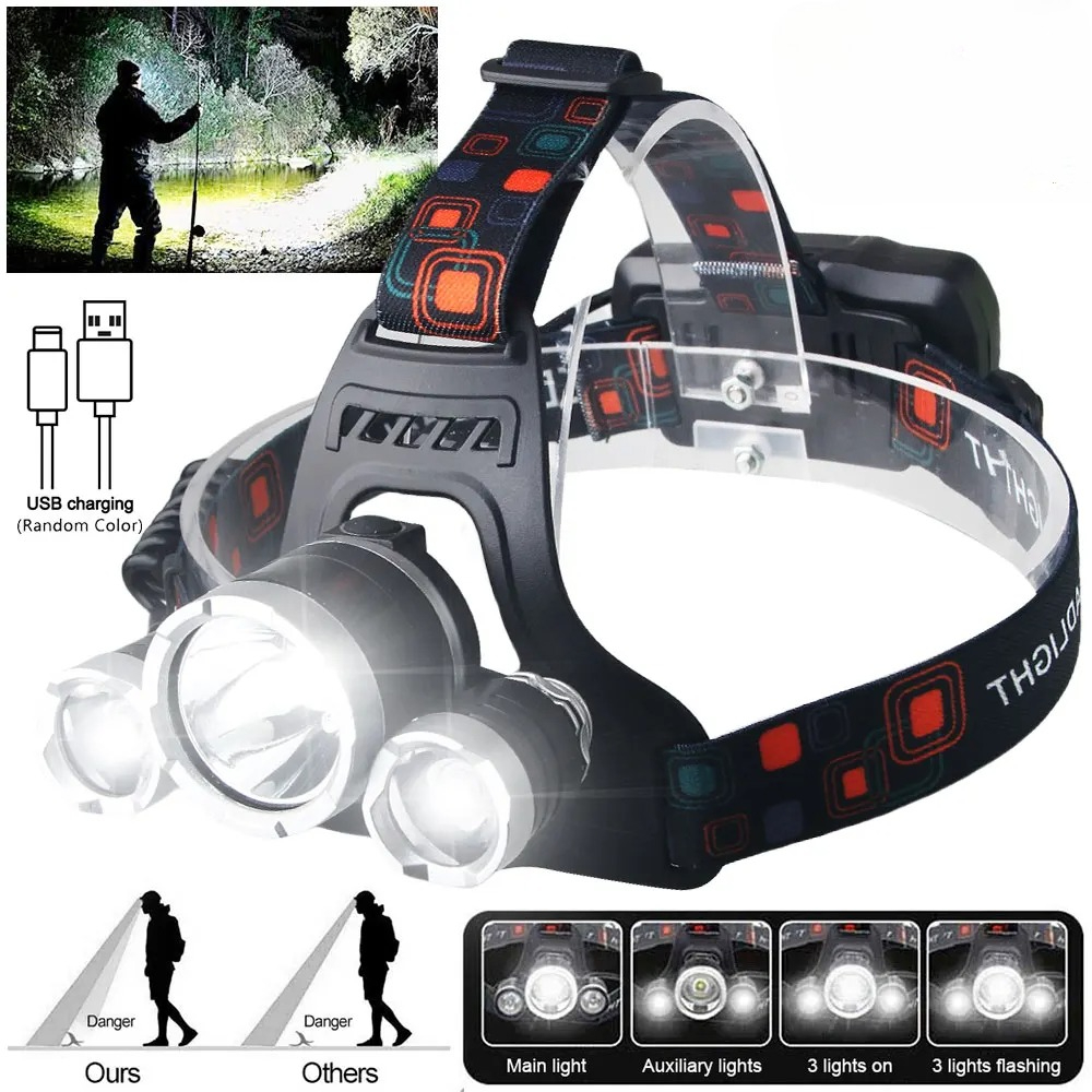 High Power LED Headlamp 18650  - Outdoor Lighting Battery Operated recension och pris