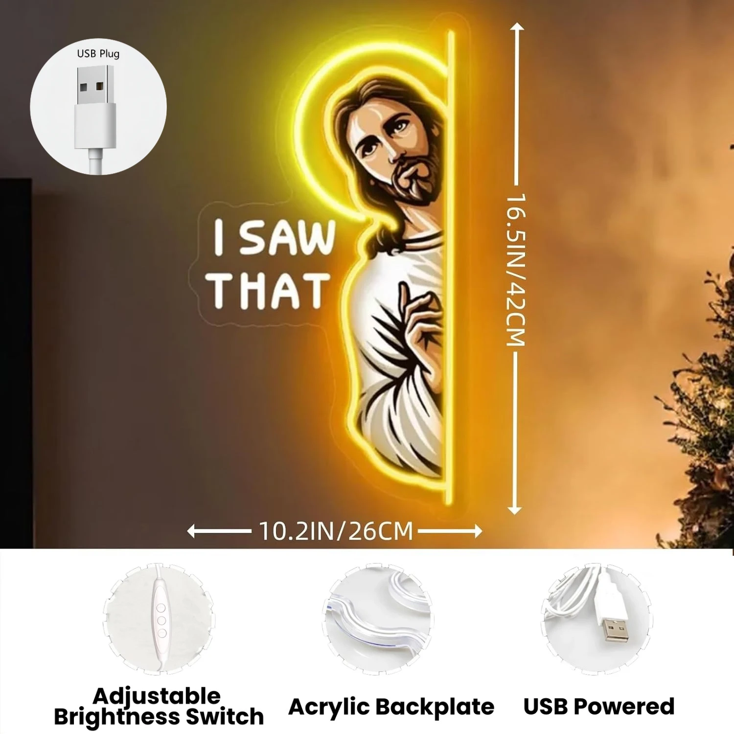 Jesus LED Neon Sign I Saw That - Outdoor Lighting Restaurant recension och pris